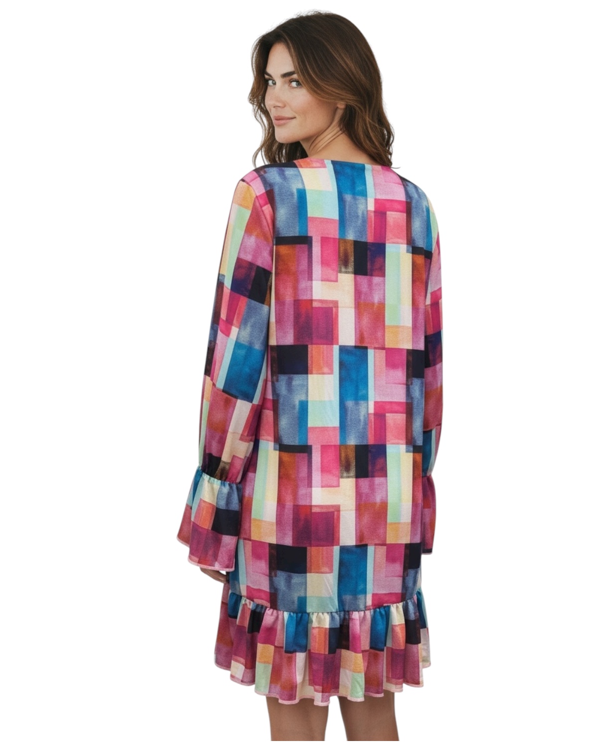 Vestido curto Manga longa com babado Lassi - Imagem 3