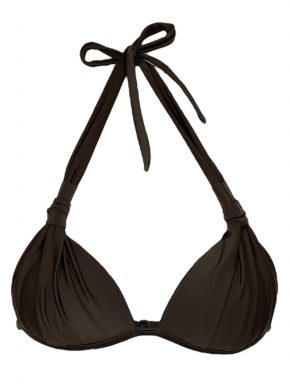 Top de biquini meia taça com bojo e nó na alça Liso