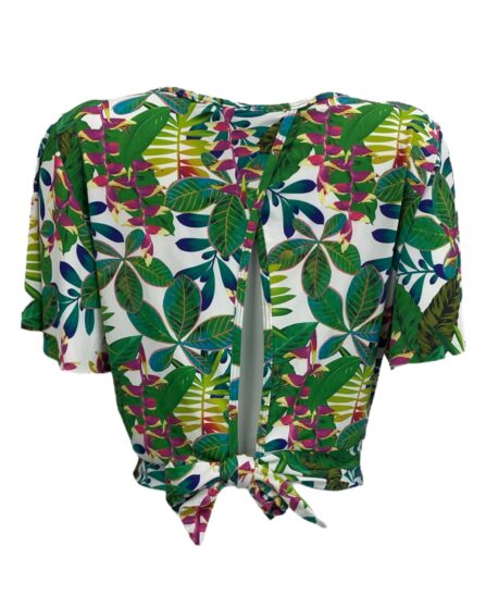 Blusa Cropped decote transpassado manga morcego Lumina - Imagem 3