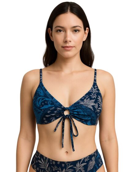 Top de biquíni com amarração de laço frontal e Bojo Batik