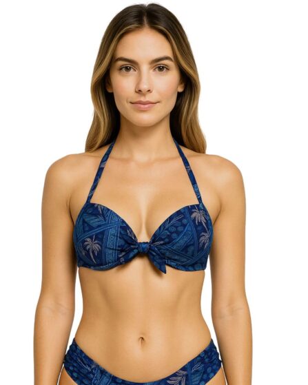 Top de Biquíni Meia Taça com Bojo e Laço Frontal Batik