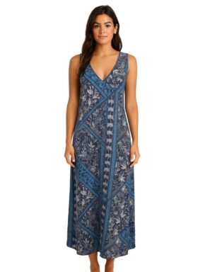 Vestido longo com decote V Batik