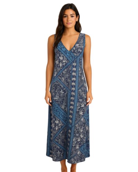 Vestido longo com decote V Batik