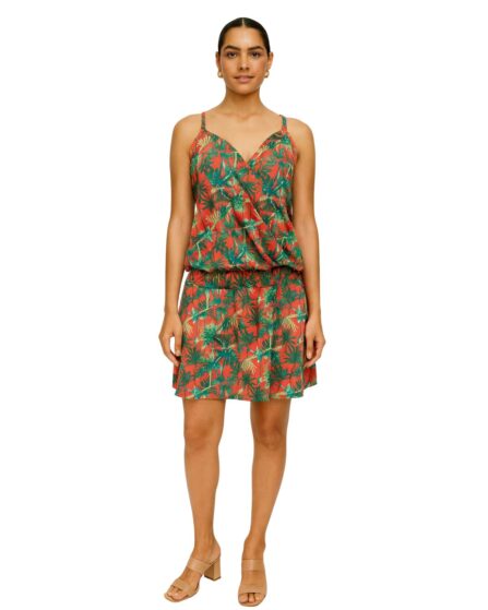 Vestido curto com alça fina e transpassado Bliss