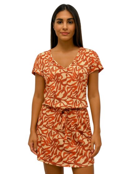 Vestido curto com amarração na cintura e decote V Mawi