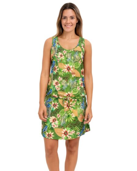 Vestido regata curto com amarração na cintura Groove