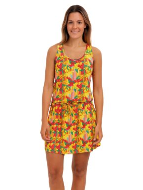 Vestido regata curto com amarração na cintura Vitamina