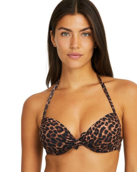 Top de Biquíni Meia Taça com Bojo e Laço Frontal Animals