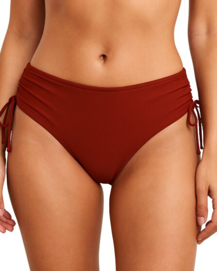 Tanga de biquíni com detalhe franzido na lateral lisa