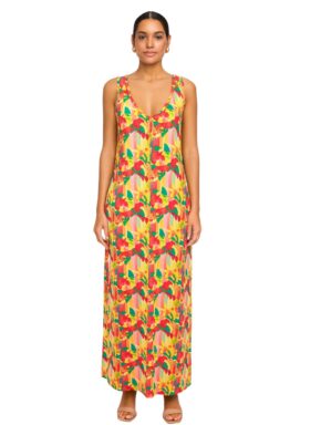Vestido sem manga longo com decote V Vitamina