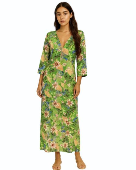 Vestido longo manga ¾ Groove