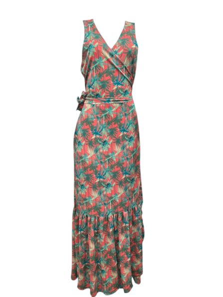 Vestido Longo transpassado com amarração e babado na saia Sem Manga Bliss - Imagem 5