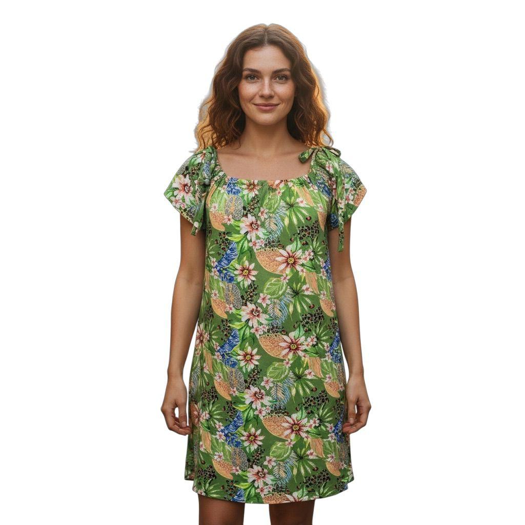 Vestido curto com amarração no ombro Groove