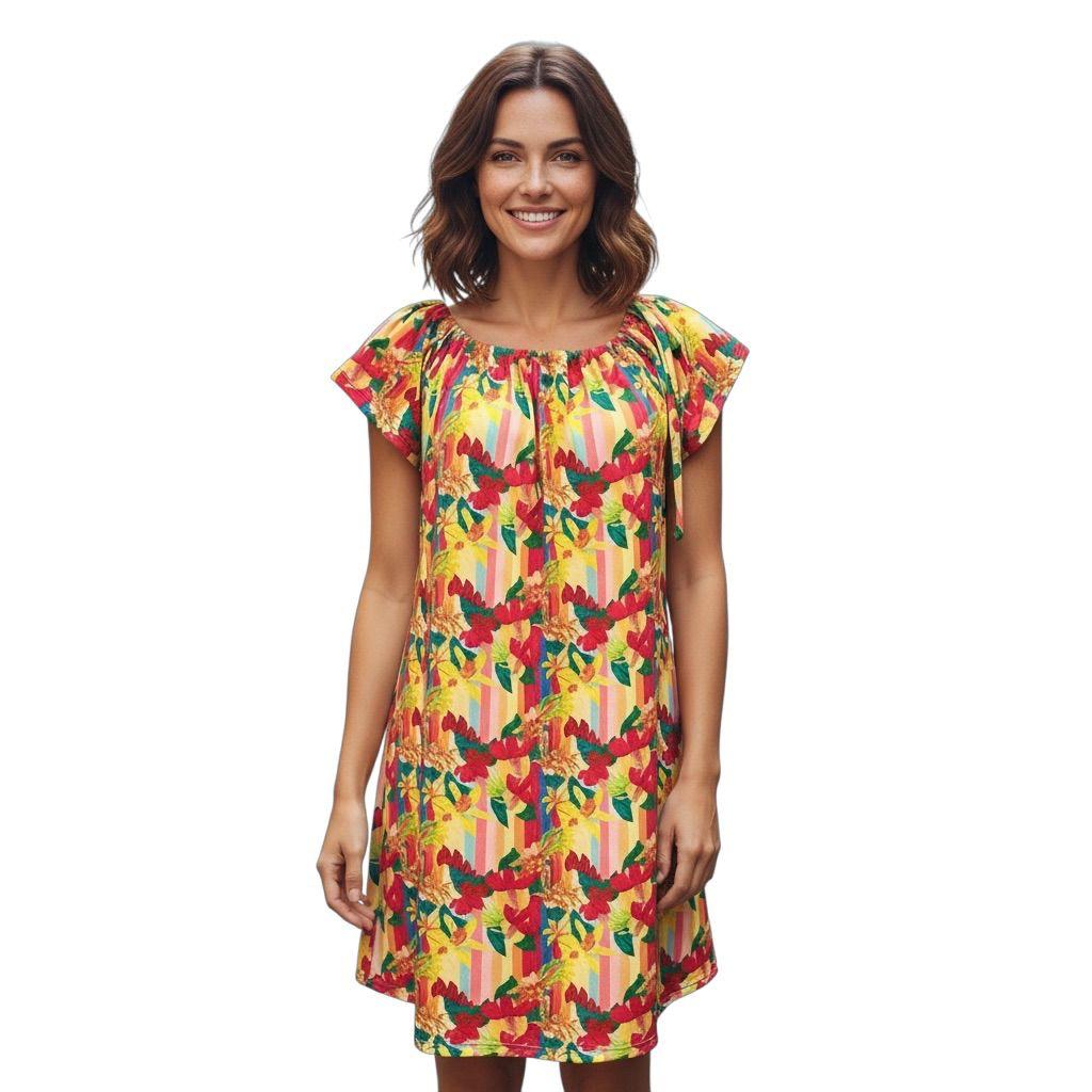 Vestido curto com amarração no ombro Vitamina