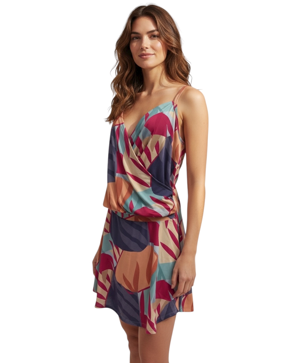 Vestido curto com alça fina e transpassado Twist