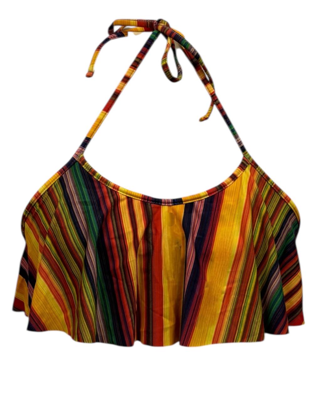 Top de biquíni com babado e decote redondo Sunset - Imagem 3